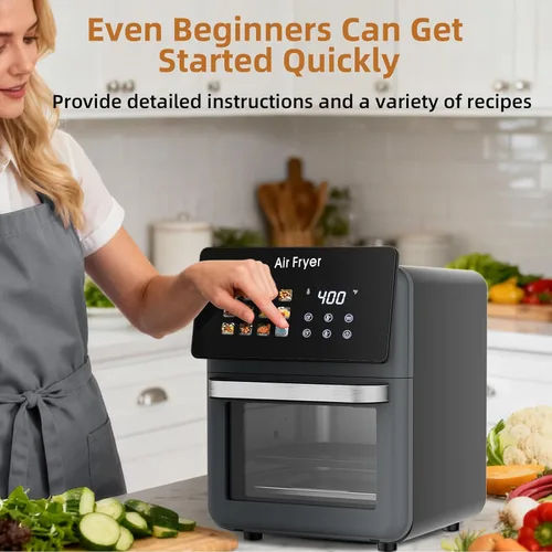 Miniatura 8 de Horno freidora de aire de 12 cuartos de galón para uso en cocina, hornos de convección inteligentes 12 en 1, freidora de aire con ventana de visión