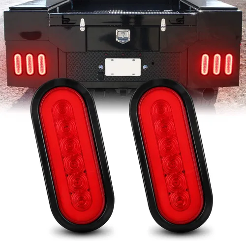Miniatura 11 de Luces traseras LED ovaladas rojas de 6 pulgadas, luces traseras de remolque, luces traseras de remolque de montaje en superficie, luces