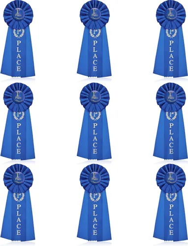 Miniatura 9 de Lewtemi 3 paquetes de cintas de roseta con el premio de cinta azul del primer lugar, ganador del premio de la victoria Premio de reconocimiento