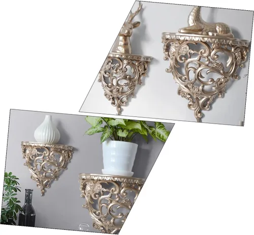 Miniatura 9 de Uonlytech Decoración de pared tallada hueca estantería estante estante decoración entrada hueco pared maceta estante decoración bandeja flotante