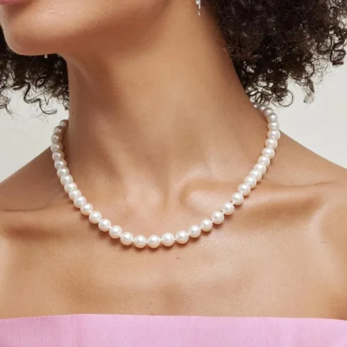 Miniatura 23 de The Pearl Source Real Pearl Necklace for Women with AAA+ Quality Round White Freshwater Genuine Cultured Pearls