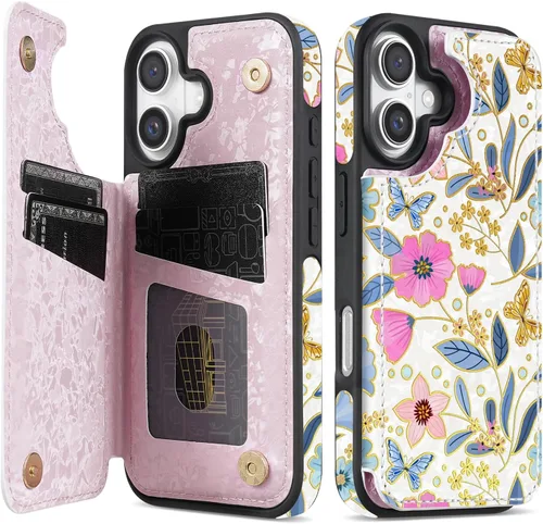 Miniatura 47 de NNH Funda tipo cartera compatible con iPhone Xs Max con bloqueo RFID, ranuras para tarjetas, folio de piel sintética, función atril, doble cierre