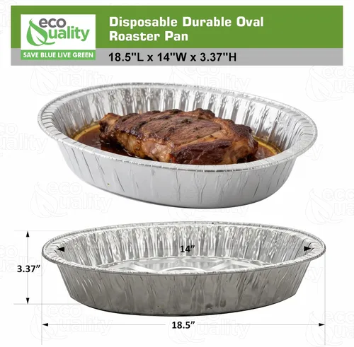 Miniatura 3 de Paquete de 100 sartenes ovaladas desechables y duraderas para asar pavos, extragrandes, papel de aluminio resistente, forma ovalada profunda