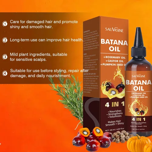 Miniatura 4 de Aceite de batana orgánico para el crecimiento del cabello Batana 4 en 1 de Honduras con romero, semillas de calabaza, aceite de ricino nutrición