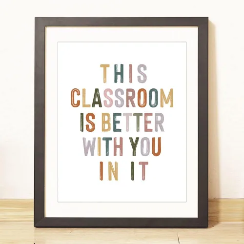 Miniatura 4 de Esta aula es mejor contigo en ella, decoración de pared motivacional positiva, letreros para profesores, bienvenida al aula, decoración bohemia