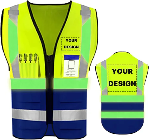 Miniatura 24 de Chaleco de seguridad de alta visibilidad reflectante, personaliza tu logotipo, ropa de trabajo de seguridad con tiras reflectantes y bolsillos A