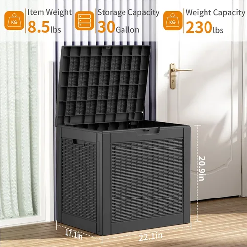 Miniatura 2 de ROJIK - Caja de almacenamiento para exteriores, impermeable, para patio y piscina, herramientas de jardín y cojines, banco con tapa con cerradura