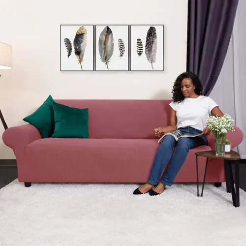 Miniatura 2 de CHUN YI - Funda elástica de 1 pieza para sillón grande, funda protectora suave de Jacquard con elastano, detalle de cuadros y parte inferior