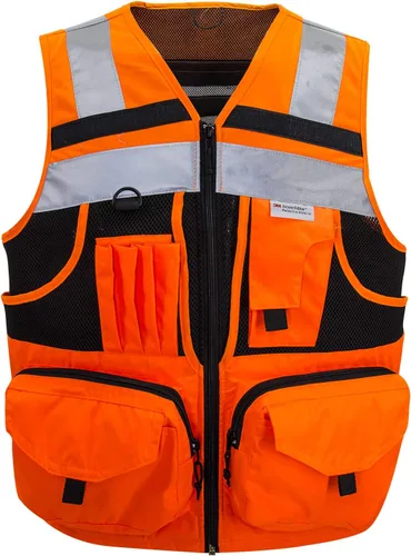 Miniatura 10 de SUXIBIP - Chaleco de seguridad de 10 bolsillos para hombres y mujeres, chaleco de alta visibilidad con tiras reflectantes 3M, tela Oxford Amarillo