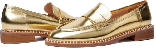 Miniatura 6 de Mocasines de cuero mate para mujer, estilo casual, sin cordones, punta redonda, tacón bajo grueso, zapatos de vestir de 1 pulgada