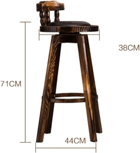 Miniatura 2 de Taburetes de bar giratorios de madera maciza con estilo de tela de altura de mostrador, esponja de resistencia, respaldo cómodo, asiento acolchado