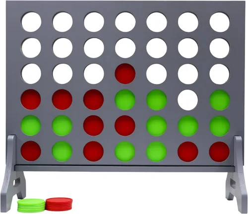 Miniatura 51 de Juego gigante 4 en una fila para familia y adultos – Tailgating Pros Jumbo de madera gris cuatro en una fila juego de patio para interiores