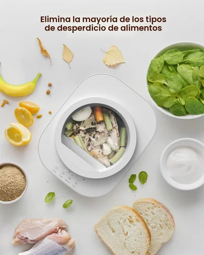 Miniatura 5 de Compostador eléctrico de 4 litros para cocina, contenedor de compostaje inteligente para encimera, inodoro, bajo ruido, limpieza automática, 3-Blanco