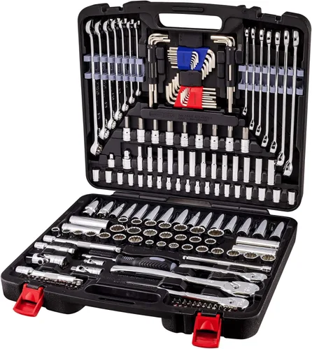 Miniatura 2 de Powerbuilt Juego de herramientas mecánicas de accionamiento de 200 piezas de 1/4 pulgadas, 3/8 pulgadas y 1/2 pulgadas, con juego de llaves SAE