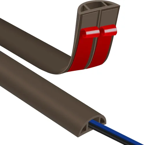 Miniatura 14 de JAHOMFAI Cubierta para cables de piso 1m de largo, cubiertas para cables en el suelo para proteger los cables y prevenir riesgos de caídas, fácil