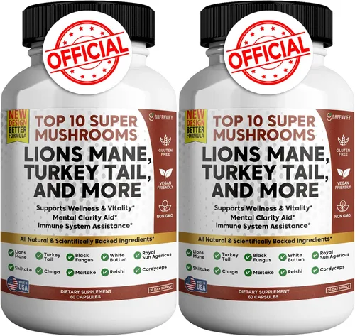 Miniatura 7 de Lions Mane 10 Super Champiñones Suplemento - Melena de León, Reishi, Cordyceps, Extractos de Shiitake - 60 Cápsulas (1)