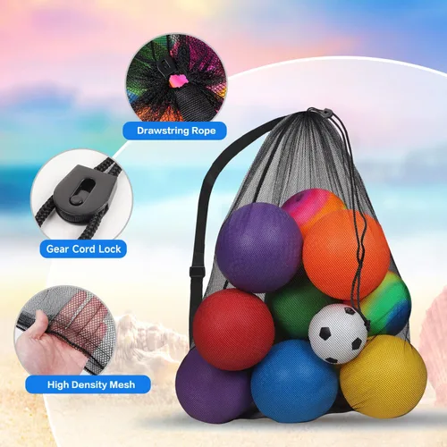 Miniatura 4 de GSE Games & Sports Expert 24x36/30x40 X-Large Mesh Sports Equipment Drawstring Bag for Soccers, Basketballs, Footballs