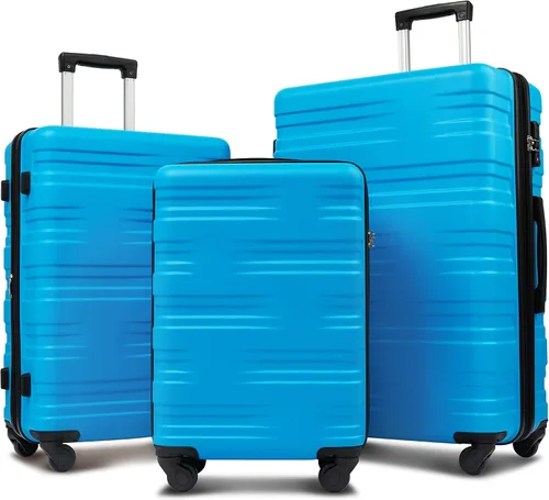 Flieks - Juego de equipaje con 3 maletas giratorias ligeras con candado TSA de 20 24 y 28 pulgadas