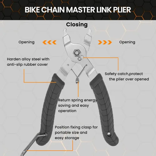 Miniatura 4 de Conjunto de herramientas de reparación de cadena de bicicleta Oumers, herramienta de rotura de cadena de bicicleta, alicates de eslabón maestro, Gris