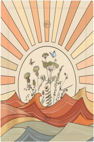 Cubierta de Interruptor Artístico Boho Sun Abstracto Onda Colorida Flor Silvestre Mariposa 1 Pandilla Sin Dispositivo Interruptor de Luz Decorativo