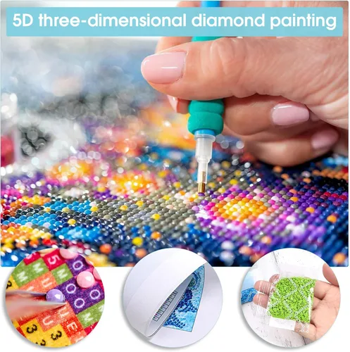 Miniatura 6 de Pavemlo Kits de arte de diamantes 5D para adultos que reflejan la cabeza de león, arte de diamantes de perforación completa, pintura de animales