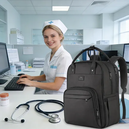 Miniatura 8 de MATEIN Mochila para enfermera, mochila médica de enfermería acolchada impermeable para mujeres, se adapta a portátiles de 17 pulgadas, bolsa clínica
