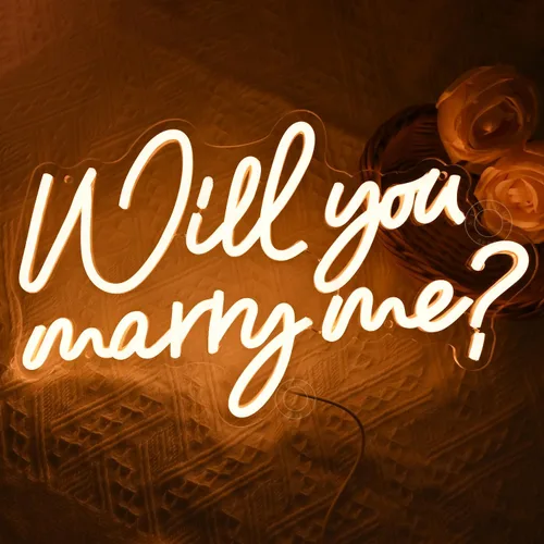 Miniatura 8 de SYLHOME Letrero de luz LED de neón con texto en inglés "Will You Marry Me?", propuesta para colgar en la pared, decoración de compromiso, día de San