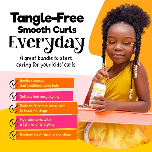 Miniatura 4 de CurlyKids Paquete de spray súper desenredante con spray desenredante para el cabello, champú para niños, acondicionador, gel y crema para cabello