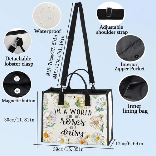 Miniatura 2 de LEVLO Bolsa de cosméticos de flores de margaritas, regalo para amantes de las margaritas, regalo en un mundo lleno de rosas, bolsa de maquillaje