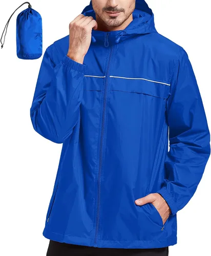 Miniatura 36 de SWISSWELL Chaqueta impermeable para hombre, rompevientos, ligera con capucha para uso diario casual