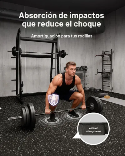 Miniatura 3 de AIRHOP 0.79 pulgadas de espesor 48 pies cuadrados de alfombrillas para equipos de ejercicio, 12 losetas de goma mejoradas con espuma EVA de alta