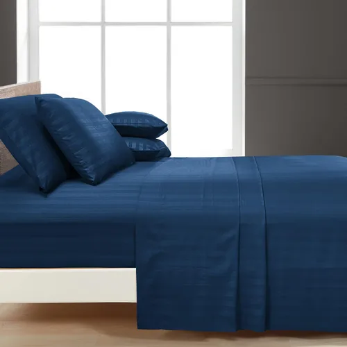 Miniatura 3 de Mocassi Juego de sábanas King Stripe – Sábanas y fundas de almohada de lujo para hotel de 1800 ° Premier – Sábanas ultrasuaves, transpirables y Azul