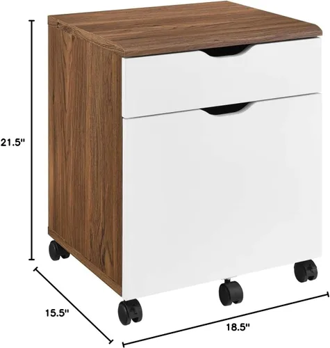 Miniatura 7 de Modway Envision Mid-Century Modern, archivador, color blanco nogal