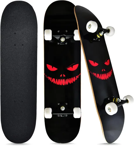 Miniatura 11 de Patinetas para principiantes, niños, niñas y adultos, 31 x 8 pulgadas, 7 capas de arce, cóncavo de doble patada, fascinante fresco, sólido y duradero