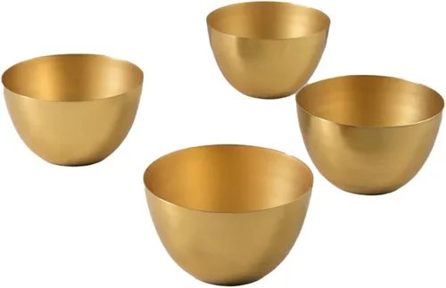 Serene Spaces Living Cuenco de metal dorado ideal para bodas, fiestas, eventos, restaurantes, decoración del hogar (extra pequeño, paquete de 4)
