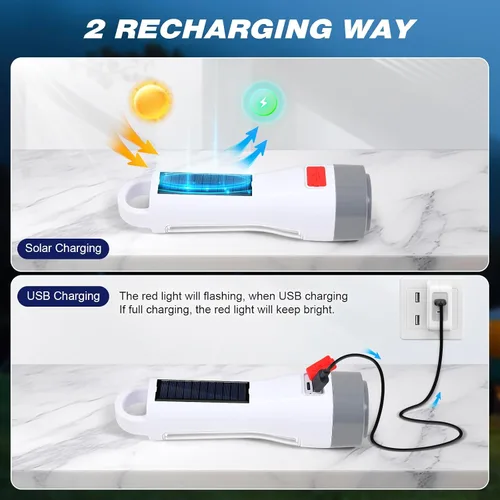 Miniatura 2 de TANSOREN Linterna LED solar para cortes de energía, linternas de camping recargables con lúmenes altos, 5 modos, luz táctica potente y brillante
