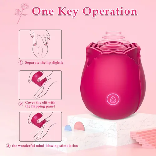 Miniatura 3 de Juguetes de rosa vibrador clitoral para mujeres, estimulador sexual Vlatne con 7 modos de golpeteo alucinante, cosquilleo del pezón y del clítoris