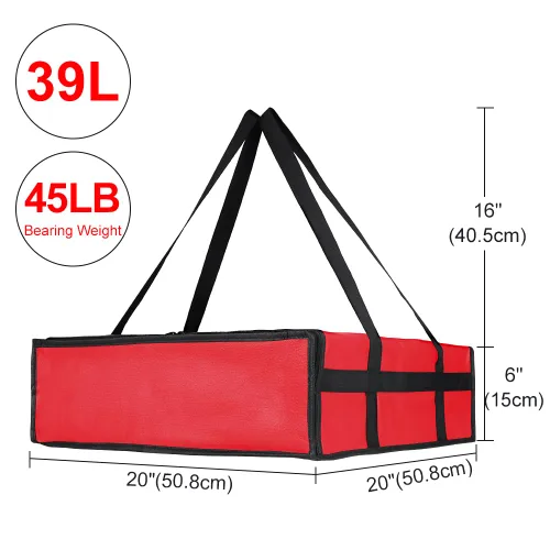Miniatura 2 de Bolsa de entrega de pizza aislada para llevar caliente, calentador de transporte de 20 x 20 x 6 pulgadas, bolsa aislada para entrega de alimentos