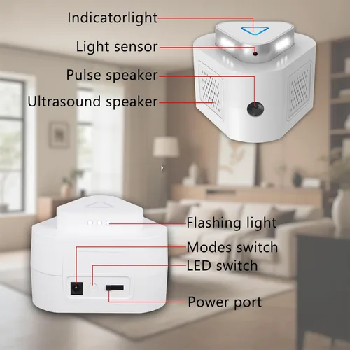 Miniatura 2 de Paquete de 2 repelentes de ratones, repelente ultrasónico de roedores para interiores, control de plagas de 360°, repelente de plagas