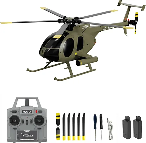 Miniatura 12 de Helicóptero a control remoto Dodoore, Modelo de helicóptero RC C189 MD500, helicópteros de rotor único de 1/28 de escala 4CH con giroscopio de 6