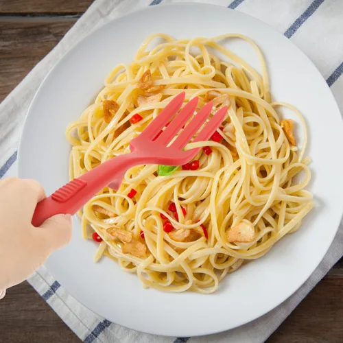 Miniatura 7 de Healeved Tenedor de cocina de silicona ergonómico reutilizable para pasta, tenedor lavable de cocina grande para ensaladas y fideos y diseño