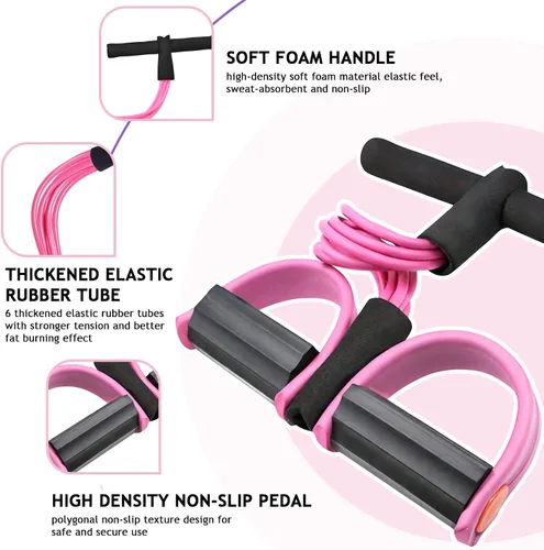 Miniatura 3 de Cuerda de tensión de 6 tubos, banda de resistencia elástica multifunción para pedal de yoga, cuerda de tensión de látex natural, equipo de fitness