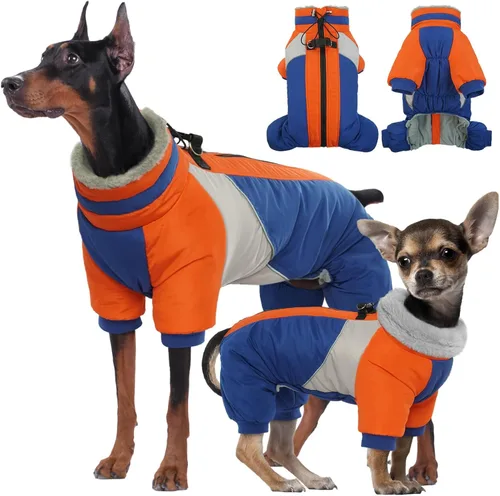 Miniatura 10 de Kuoser - Abrigo completo para perro - Abrigo cálido de invierno con chaqueta reflectante y arnés incorporado para perros pequeños - Adecuado