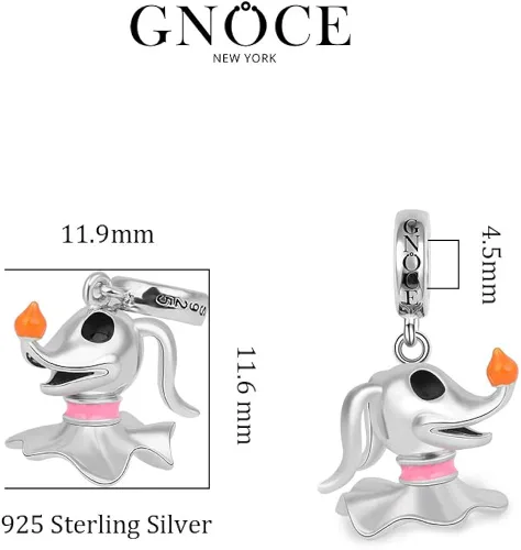 Miniatura 7 de GNOCE Colgante de plata de ley para perro fantasma con linterna de nariz, dije de perro de Halloween para pulsera o collar para mascotas