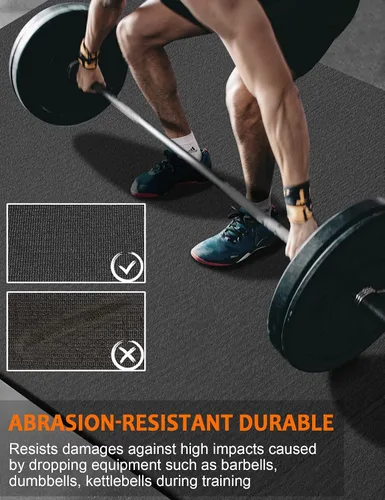 Miniatura 4 de Tapete de ejercicio grande de 8 x 5 pies 12 x 6 pies para gimnasio en casa, tapete de ejercicio resistente para suelo de gimnasio, esterilla