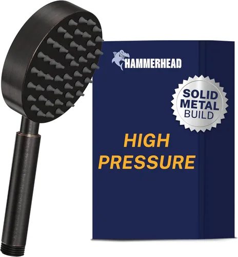 Miniatura 13 de HammerHead Showers® Cabezal de ducha de mano de metal sólido, cromado, cabezales de ducha de alta presión de 2.5 GPM, varita rociadora de 4 Cromo