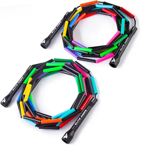 Miniatura 8 de Elite Jumps Cuerda de saltar doble holandesa de 14 pies, paquete de 2 Cuerda de saltar doble holandesa con cuentas de 2 pulgadas para adultos