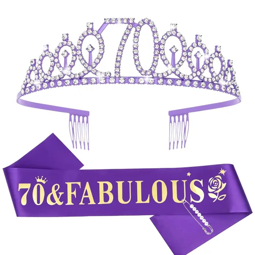 Miniatura 9 de Casoty Juego de diadema y tiara de 40 y fabuloso, oro rosa, para decoraciones de cumpleaños de 40 años, regalos para mujeres, decoraciones de fiesta
