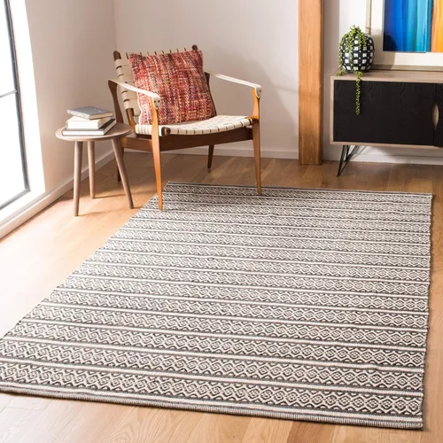 Miniatura 21 de SAFAVIEH Colección Montauk - Alfombra decorativa de 3 x 5 pies, color marfil y negro, hecha a mano de algodón estilo bohemio rural, ideal para zonas