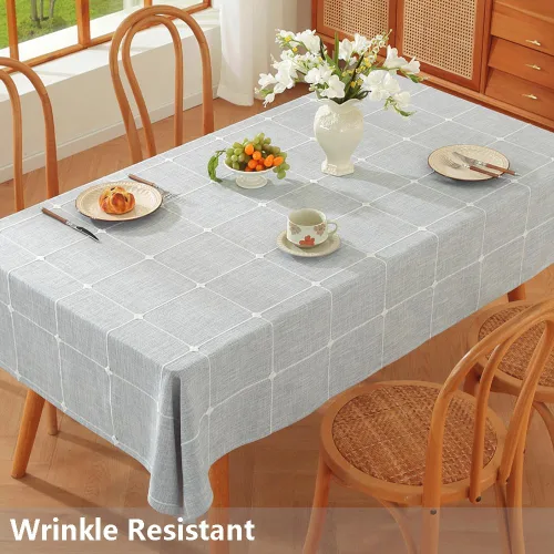 Miniatura 2 de TruDelve Cotton Square Tablecloths 52x52 Inch Card Table Tablecloth Blue Fabric Farmhouse Tablecloth(Blue,52"x52",Square)